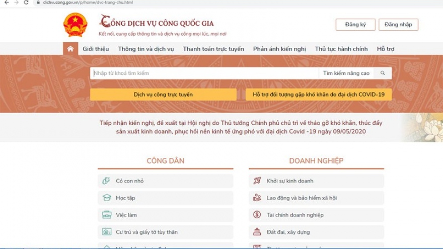 Cổng dịch vụ công Quốc gia hỗ trợ thêm 6 dịch vụ cho người dân, DN